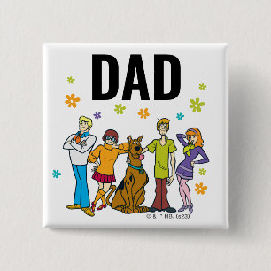 Badge Carré 5 Cm Scooby-Doo et le père de l'anniversaire de Gang