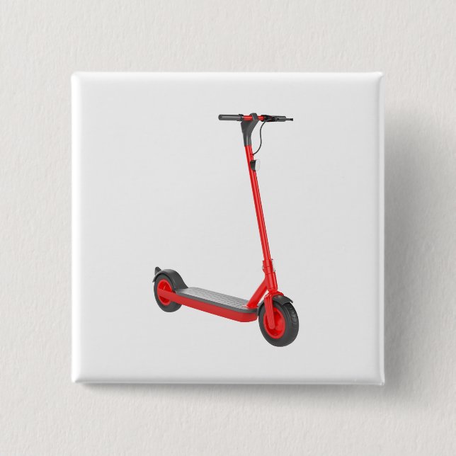 Badge Carré 5 Cm scooter électrique rouge (Devant)