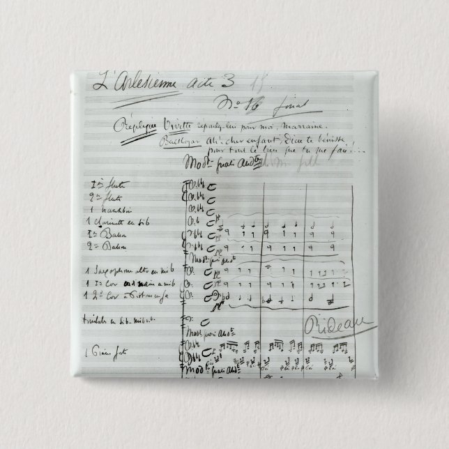 Badge Carré 5 Cm Score manuscrit de la Loi III (Devant)