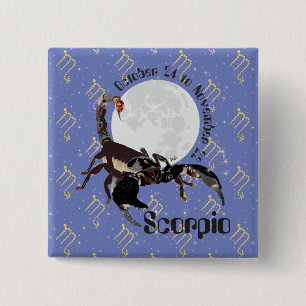 Badge Carré 5 Cm Scorpio October 24 à novembre 22 Button