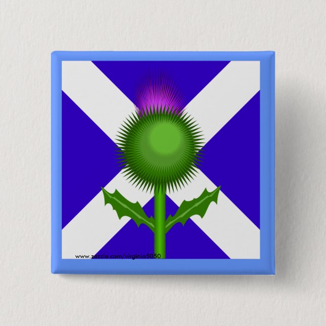 Badge Carré 5 Cm Scottish Thistle and Flag  (Devant)