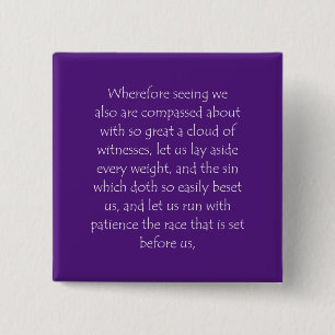 Badge Carré 5 Cm Scripture Quote Hebrews 12 1