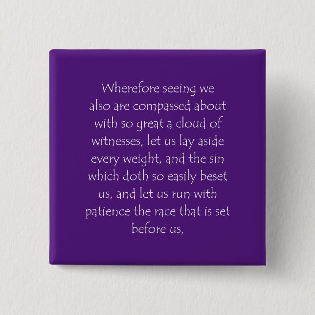 Badge Carré 5 Cm Scripture Quote Hebrews 12 1 (Devant)