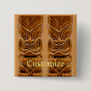 Badge Carré 5 Cm Sculpture Gold Tiki Thunder_Cove