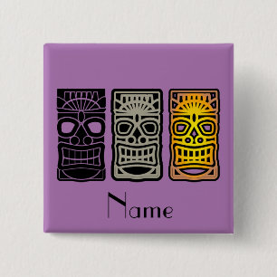 Badge Carré 5 Cm Sculptures Triple Tiki Thunder_Cove