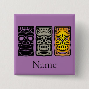 Badge Carré 5 Cm Sculptures Triple Tiki Thunder_Cove