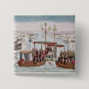 Badge Carré 5 Cm Se réunir entre le napoléon I et le tsar Alexandre