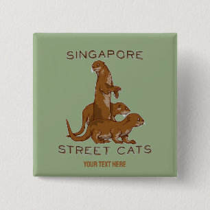 Badge Carré 5 Cm Sea Otter Singapore Street Cats
