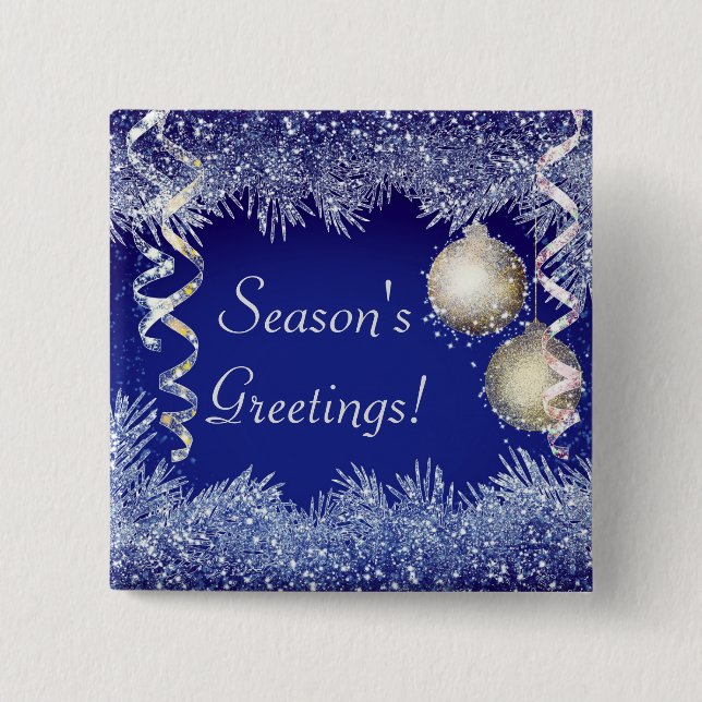 Badge Carré 5 Cm Season's Greetings Christmas Glitter Christmas (Devant)