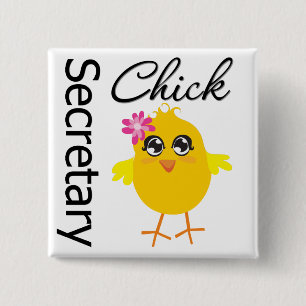 Badge Carré 5 Cm Secrétaire Chick