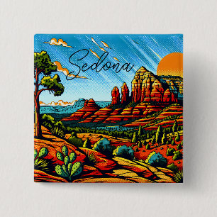 Badge Carré 5 Cm Sedona, Arizona Red Canyon