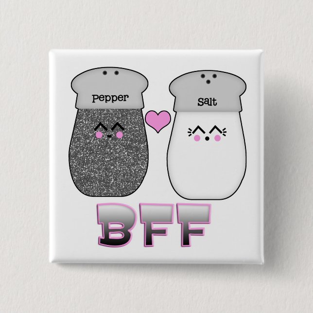 Badge Carré 5 Cm Sel Kawaii n poivre BFF (Devant)