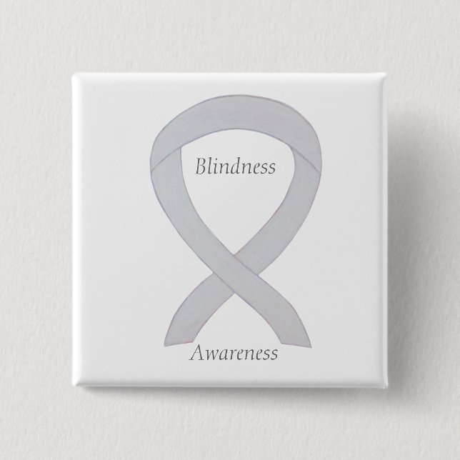 Badge Carré 5 Cm Sensibilisation à la cécité Ruban blanc Épingle pe (Devant)
