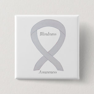 Badge Carré 5 Cm Sensibilisation à la cécité Ruban blanc Épingle pe
