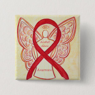 Badge Carré 5 Cm Sensibilisation à l'abus d'alcool Ruban Angel Pers