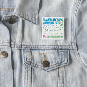 Badge Carré 5 Cm Sensibilisation au don d'organes solides par la tr