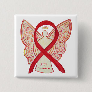 Badge Carré 5 Cm Sensibilisation au sida Ruban Angel Personnalisé A