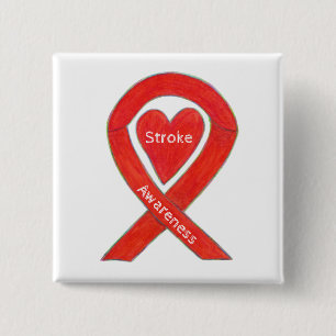 Badge Carré 5 Cm Sensibilisation aux accidents vasculaires cérébr