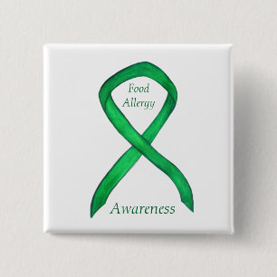 Badge Carré 5 Cm Sensibilisation aux allergies alimentaires Ruban v