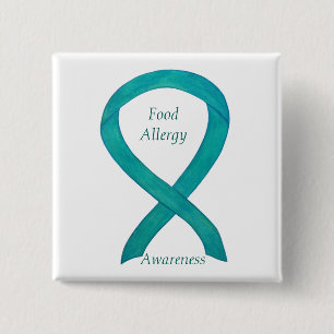 Badge Carré 5 Cm Sensibilisation aux allergies alimentaires Ruban v