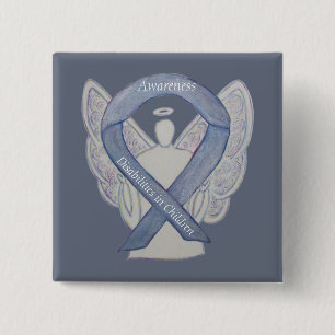 Badge Carré 5 Cm Sensibilisation aux déficiences des enfants Ruban