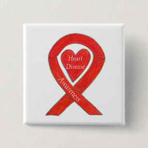 Badge Carré 5 Cm Sensibilisation aux maladies cardiaques Épingle 