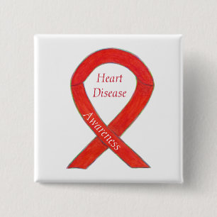 Badge Carré 5 Cm Sensibilisation aux maladies cardiaques Épingle à