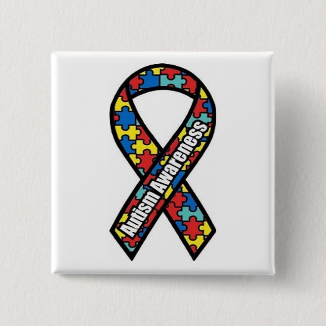 Badge Carré 5 Cm Sensibilisation sur l'autisme (Devant)