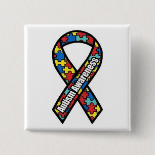 Badge Carré 5 Cm Sensibilisation sur l'autisme