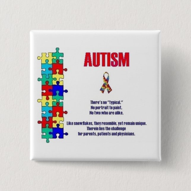 Badge Carré 5 Cm Sensibilisation sur l'autisme (Devant)