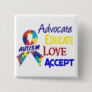 Badge Carré 5 Cm Sensibilisation sur l'autisme