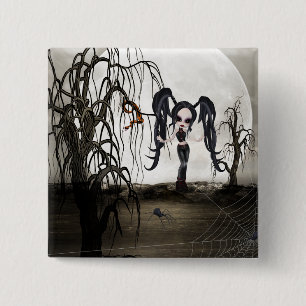 Badge Carré 5 Cm Sepia Goth Girl