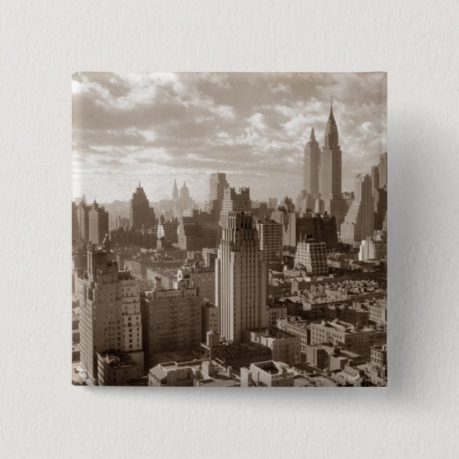 Badge Carré 5 Cm Sepia New York (Devant)