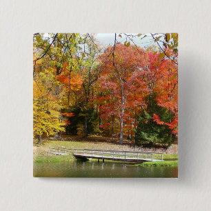 Badge Carré 5 Cm Sept sources Pont d'automne III Paysage d'automne