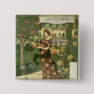 Badge Carré 5 Cm Septembre