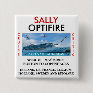 Badge Carré 5 Cm Sérénade du bouton nommé d'étiquette de mers