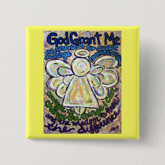 Badge Carré 5 Cm Serenity Prière Angel Peinture Pendentif (Devant)