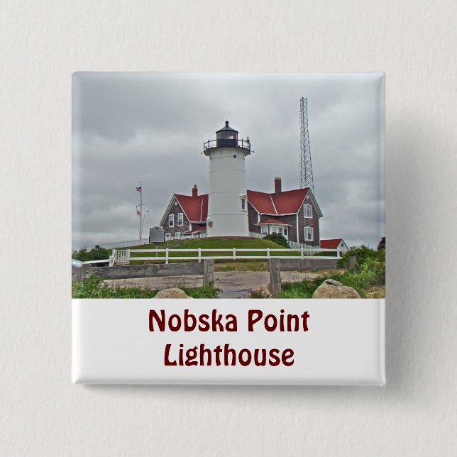 Badge Carré 5 Cm Série du phare de Nobska Point (Devant)