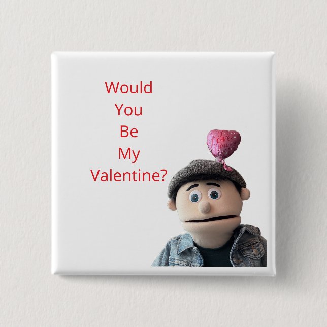 Badge Carré 5 Cm Seriez-vous ma Saint-Valentin? (Devant)