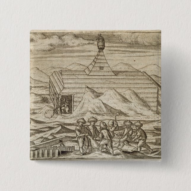 Badge Carré 5 Cm Servez d'équipier le massacre et des ours (Devant)