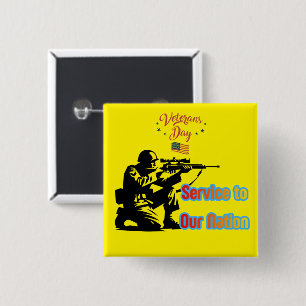 Badge Carré 5 Cm Service à la Nation jaune
