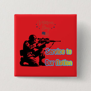 Badge Carré 5 Cm Service à la Nation rouge vif