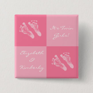 Badge Carré 5 Cm Ses empreintes de pas roses Girly mignonnes de