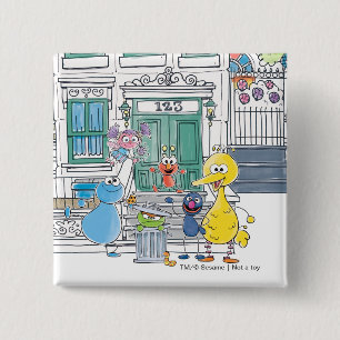 Badge Carré 5 Cm Sesame Pals Doodley Graphisme