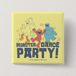 Badge Carré 5 Cm Sesame Street Monster Dance Party