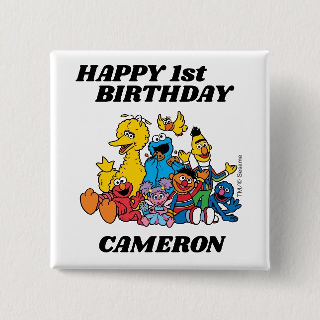 Badge Carré 5 Cm Sesame Street Pals 1er anniversaire (Devant)