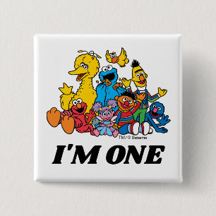 Badge Carré 5 Cm Sesame Street Pals 1er anniversaire