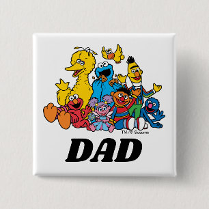 Badge Carré 5 Cm Sesame Street Pals 1er anniversaire Papa