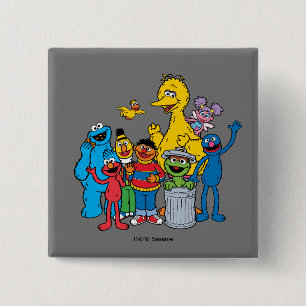 Badge Carré 5 Cm Sesame Street Pals Waving