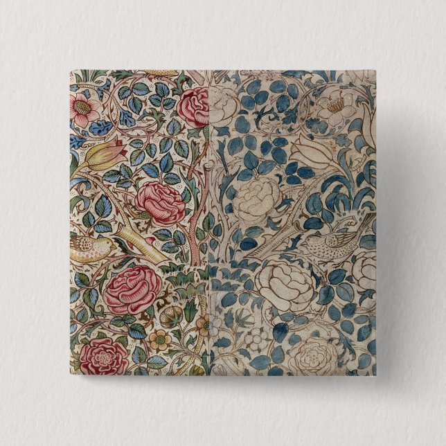 Badge Carré 5 Cm "S'est levée" la conception de papier peint (le (Devant)